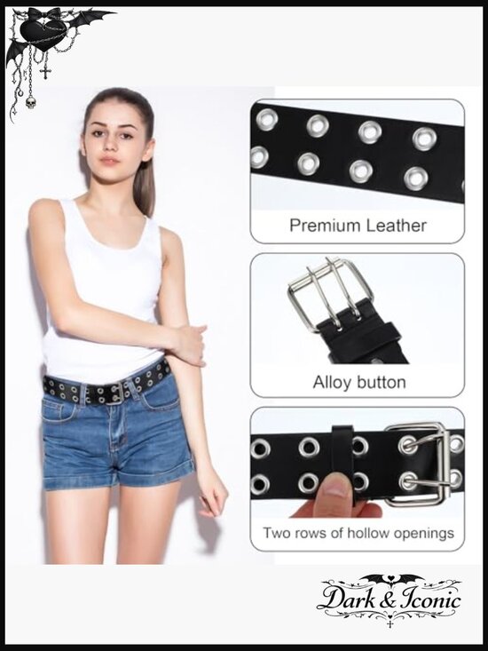 4 Pc Faux Leather Studded Gothic Punk Belt Set - Unisex Grommet